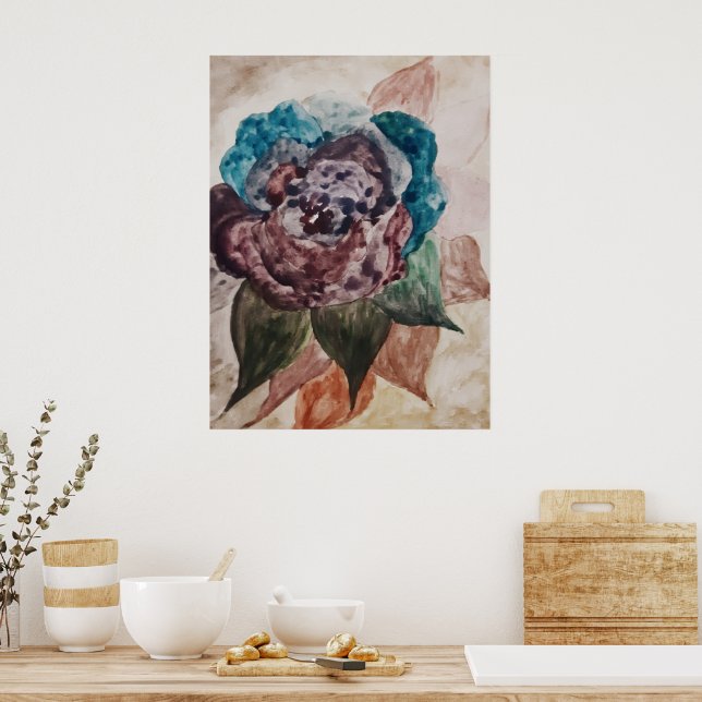 Poster Fleur Princess Pastel Marine Bleu Blush Rose Flora (Cuisine)