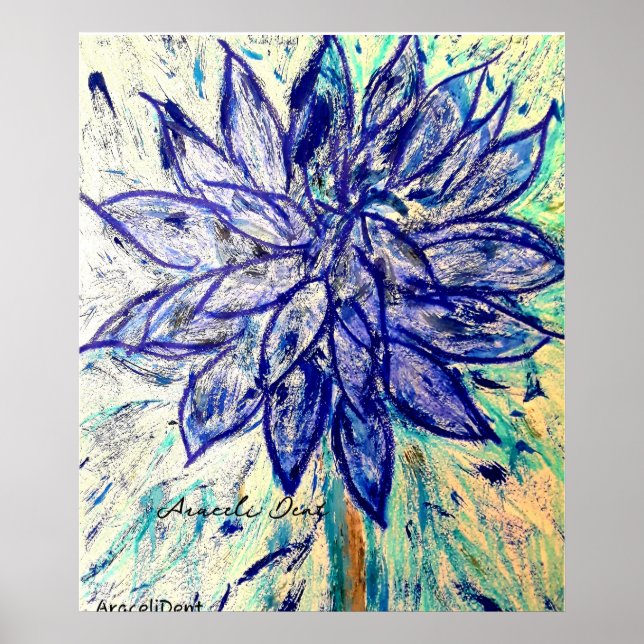 Poster Fleur Rare Bleu Dahlia (Devant)