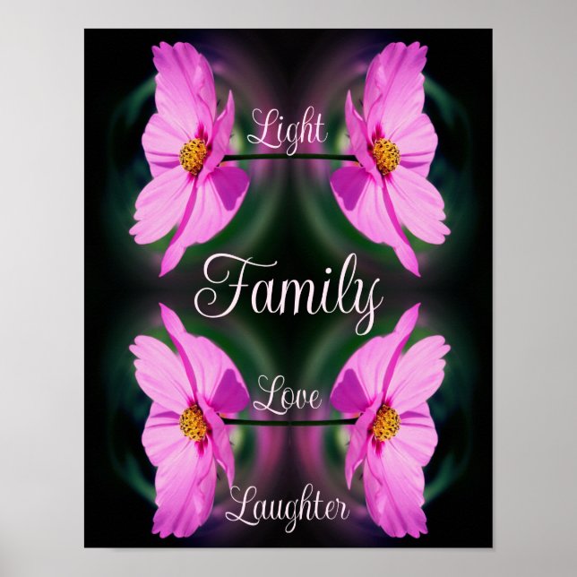 Poster Fleur rose de famille Mots Abstraits inspirés (Devant)