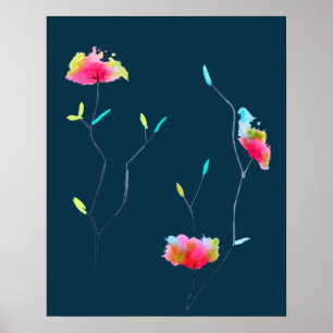 Poster Fleur rose japonaise abstraite simple et moderne