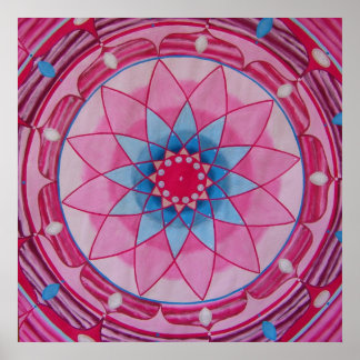 Poster Fleur rose Mandala