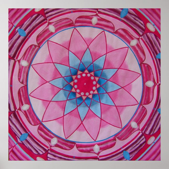 Poster Fleur rose Mandala (Devant)