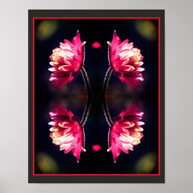 Poster Fleur rouge au soleil fermer miroir Abstrait (Devant)