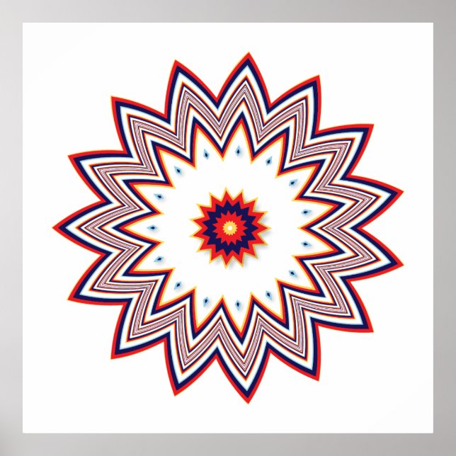 Poster Fleur rouge fractale (Devant)