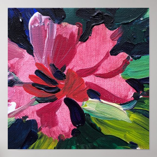 Poster Fleur rouge, peinture (Devant)