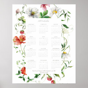 Poster Fleur sauvage 2024 Année entière Calendrier motiva