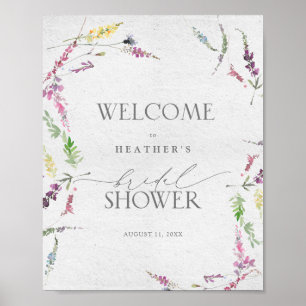 Poster Fleur sauvage Aquarelle Floral Douche Bienvenue