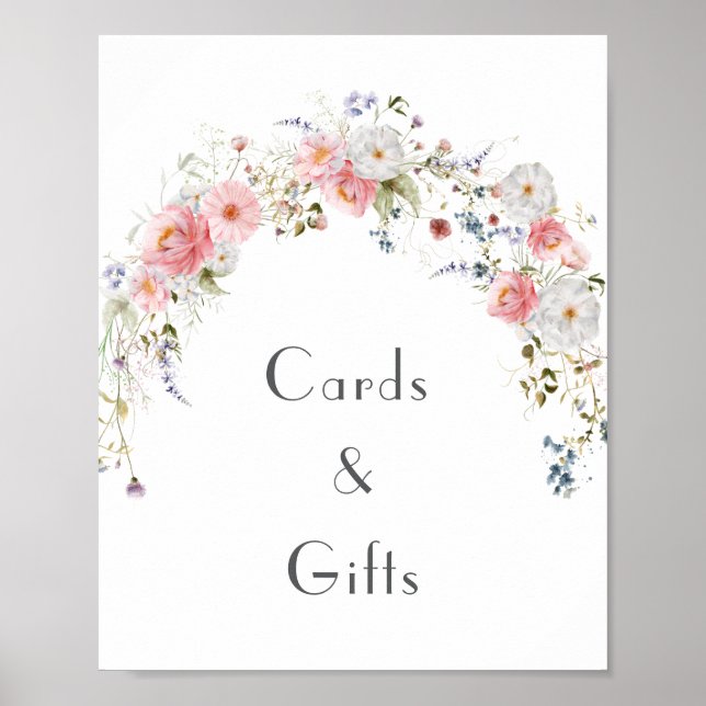 Poster Fleur sauvage Arc rose Blanc Mariage Cartes & Cade (Devant)