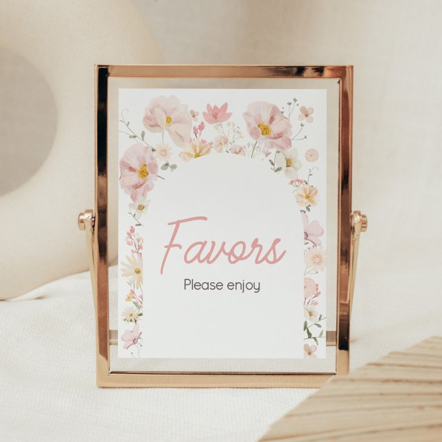 Poster Fleur sauvage Arch Baby en Fleur Baby shower Faveu (Boho Arch Wildflower Baby in Bloom Baby Shower Favors Sign)