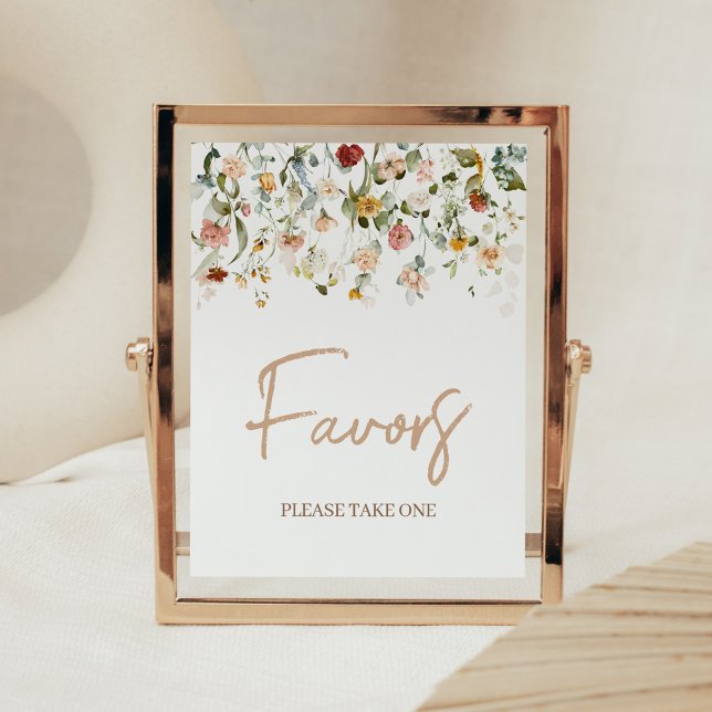 Poster Fleur sauvage Baby in Bloom Baby shower Faveurs (Boho Spring Floral Baby Shower Favors Sign)