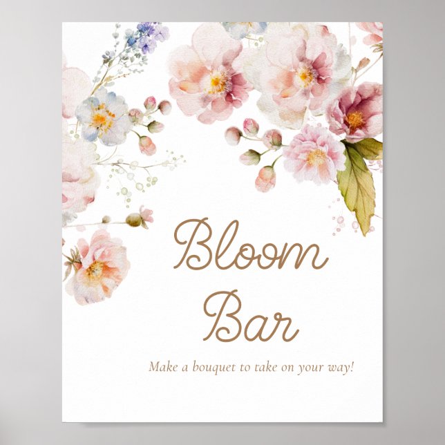 Poster Fleur sauvage Baby shower Bloom Bar (Devant)
