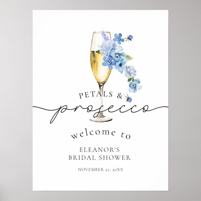 Poster Fleur sauvage bleu pétales et Fête des mariées de  (Devant)