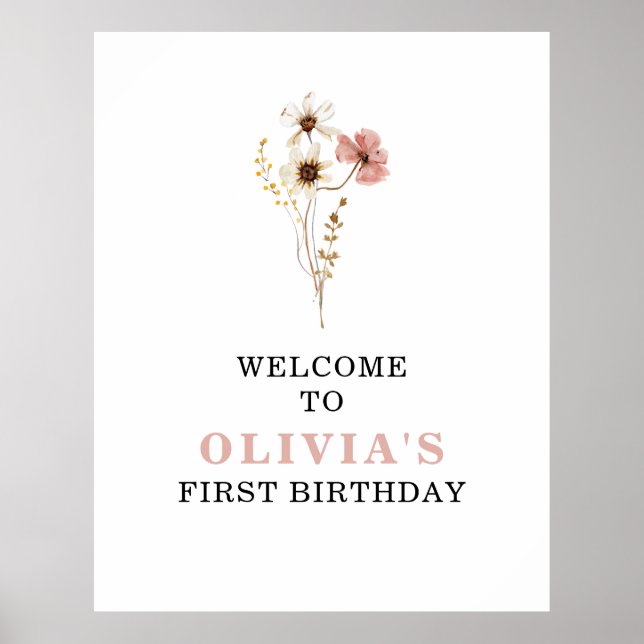Poster Fleur sauvage Boho jardin fleuri premier anniversa (Devant)