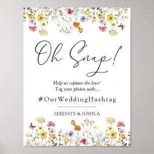 Poster Fleur sauvage Boho Mariage Oh Snap Hashtag