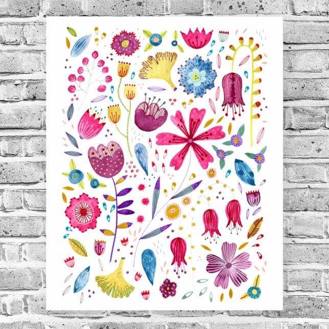 Poster Fleur sauvage botanique aquarelle (Watercolor wildflower painting art poster)