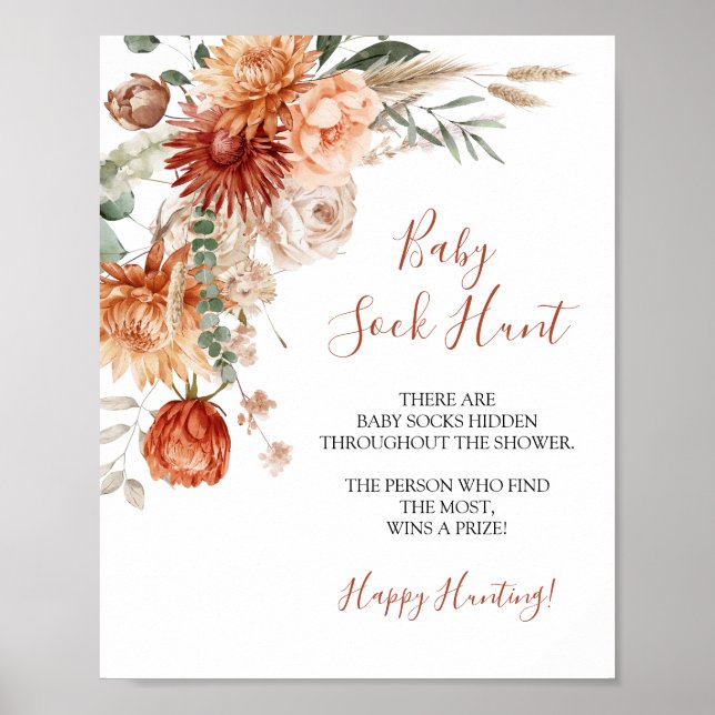 Poster Fleur sauvage Chute dans l'amour Baby shower bébé  (Devant)