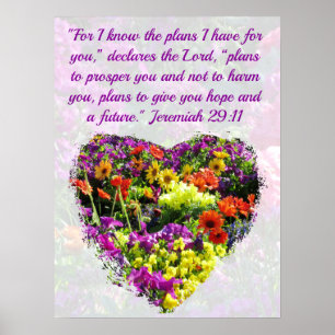 POSTER FLEUR SAUVAGE COLORÉ JEREMIAH 29:11 ORIGINAL