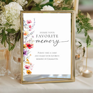 Poster Fleur sauvage colorée "Partagez votre souvenir pré