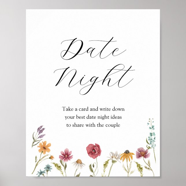 Poster Fleur sauvage Date Nuit Idées Fête des mariées (Devant)