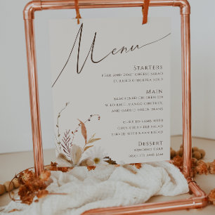 Poster Fleur sauvage d'automne Boho   Panneau Menu Mariag