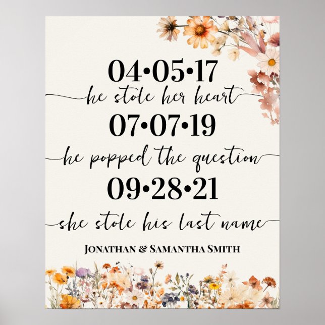 Poster Fleur sauvage d'automne Meilleur Mariage de jour D (Devant)