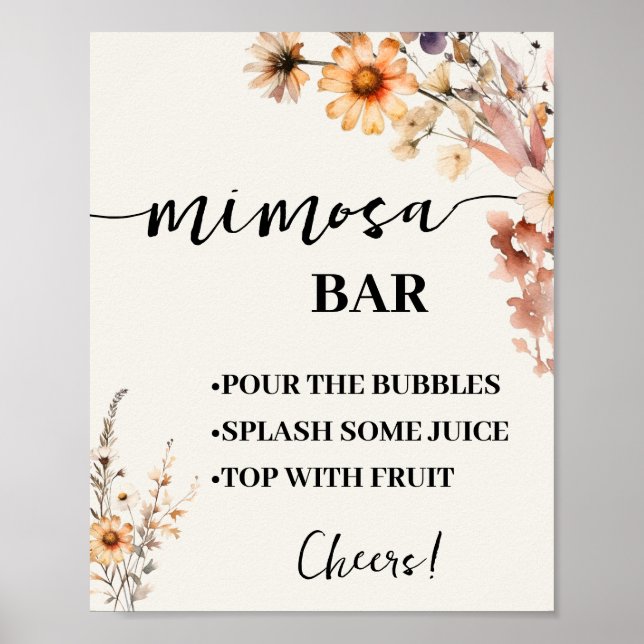 Poster Fleur sauvage d'automne Mimosa Bar Fête des mariée (Devant)