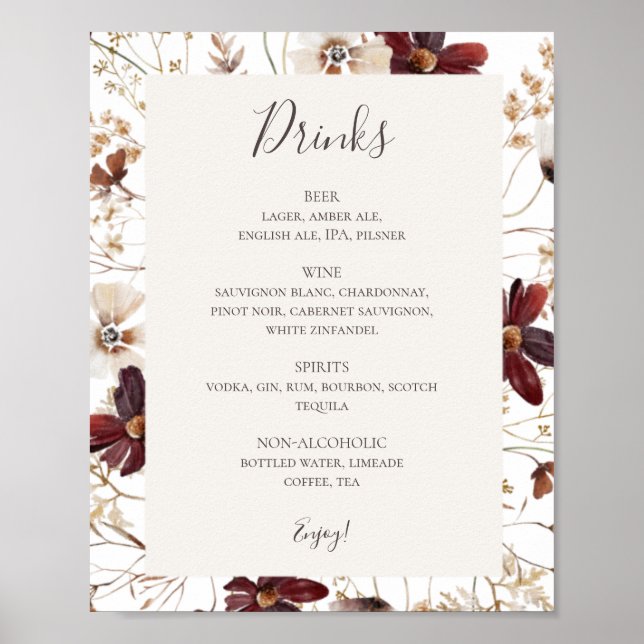 Poster Fleur sauvage de Cuivre Bourgogne | Panneau Menu B (Devant)