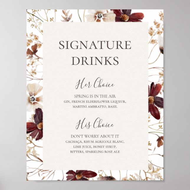 Poster Fleur sauvage de Cuivre Bourgogne | Signature Bois (Devant)