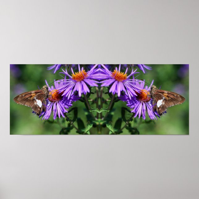 Poster Fleur sauvage de papillon peint Lady miroir Abstra (Devant)
