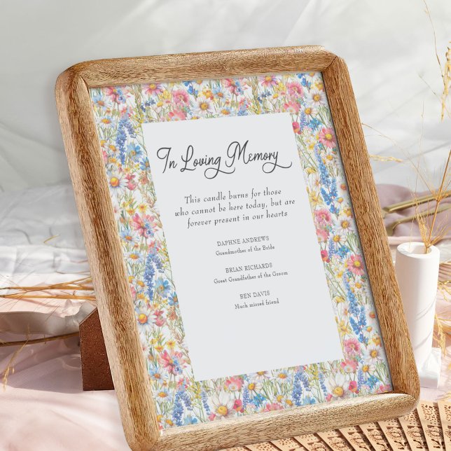 Poster Fleur sauvage de pays dans le Mariage de mémoire d (Wedding remembrance sign from the Country Wildflower Wedding Collection by Darling & May)