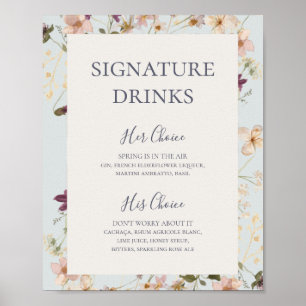 Poster Fleur Sauvage de Printemps   Boissons Signature Bl