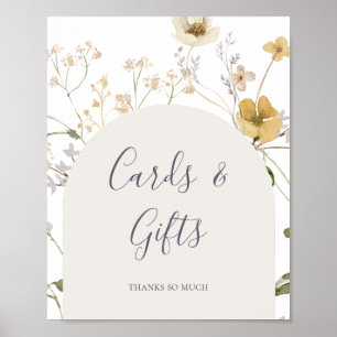 Poster Fleur sauvage de printemps   Carte blanche et sign