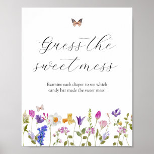 Poster Fleur sauvage devine le Baby shower de mats doux