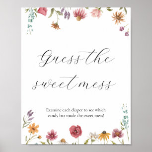 Poster Fleur sauvage devine le Baby shower de mats doux