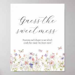 Poster Fleur sauvage devine le Baby shower de mats doux