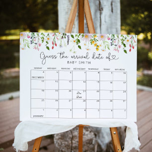 Poster Fleur sauvage Devinez le calendrier Date d'échéanc