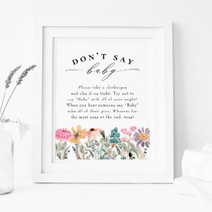 Poster Fleur sauvage "Don't Say Baby" Jeu de Baby shower