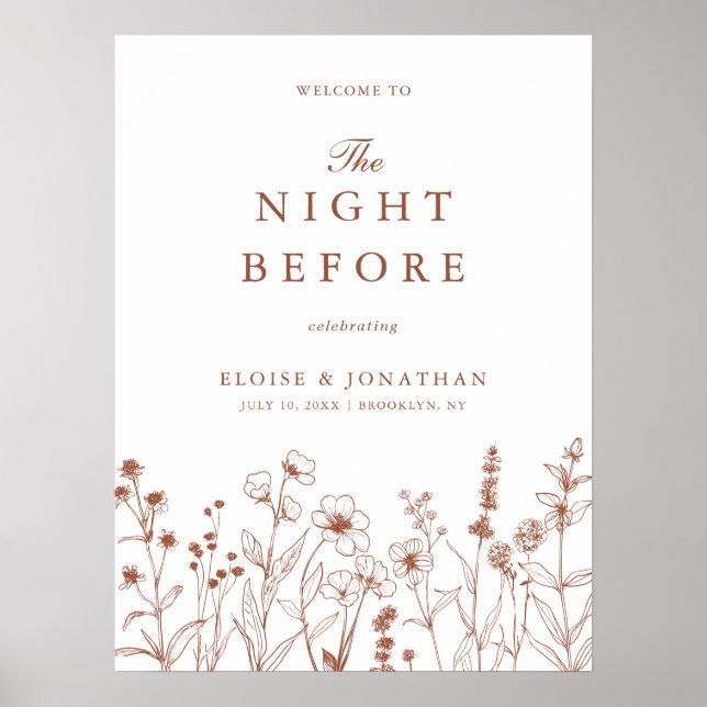 Poster Fleur sauvage en terre cuite Bienvenue à la nuit p (Devant)