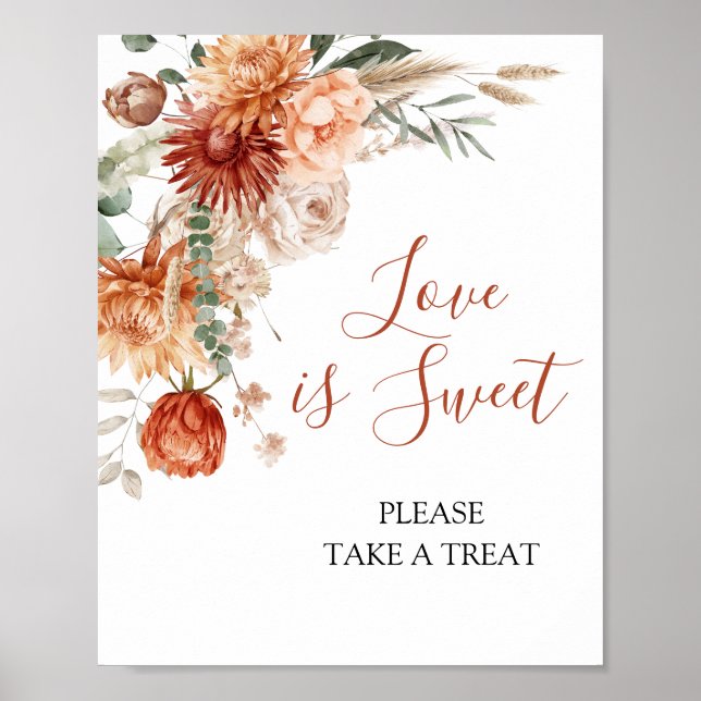Poster Fleur sauvage Fall in Love Baby shower Love is Swe (Devant)