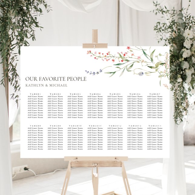 Poster Fleur sauvage Floral Jardin Mariage 14 Table Siège (Créateur téléchargé)
