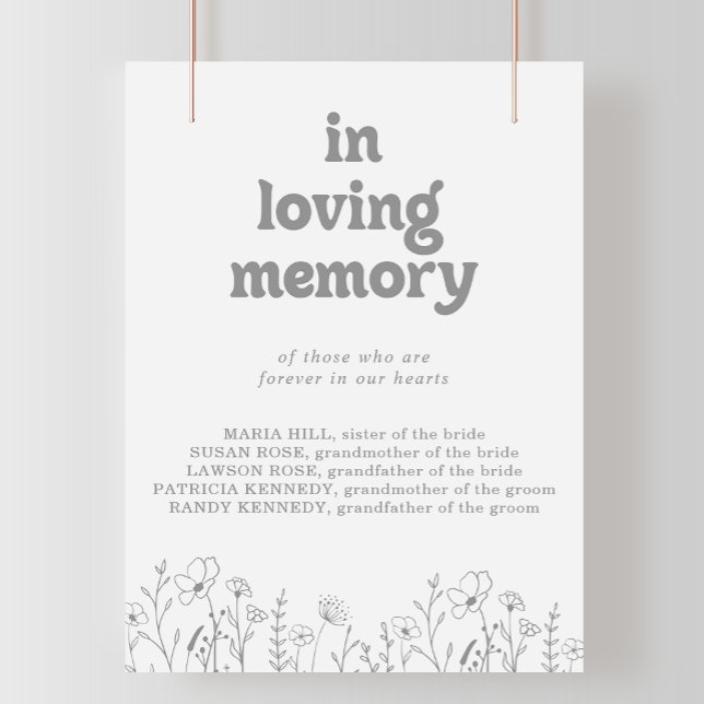 Poster Fleur Sauvage Grise Minimale et Discrète En Souven (Créateur téléchargé)