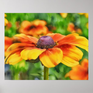 Poster Fleur sauvage lumineux aquarelle style Art
