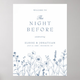 Poster Fleur sauvage minimaliste Bienvenue à la nuit avan