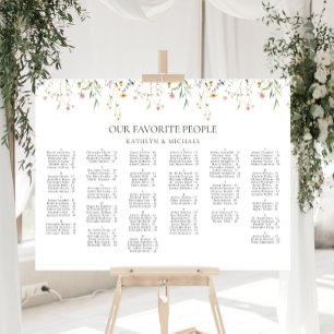Poster Fleur sauvage Minimaliste Mariage Siège Alphabétiq