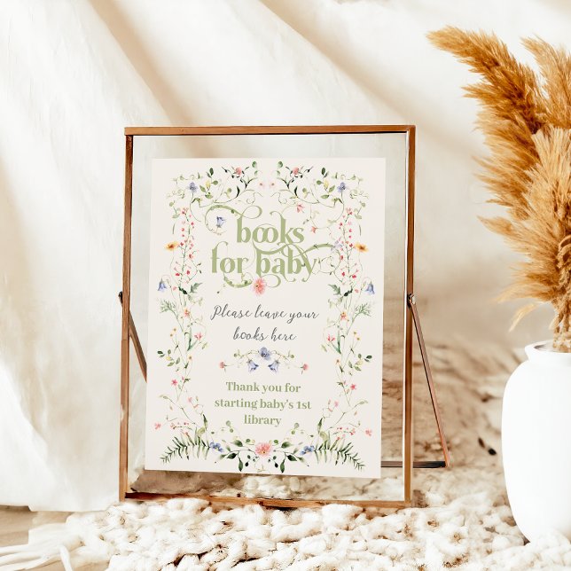 Poster Fleur sauvage Moderne Floral Baby shower Livre (Créateur téléchargé)