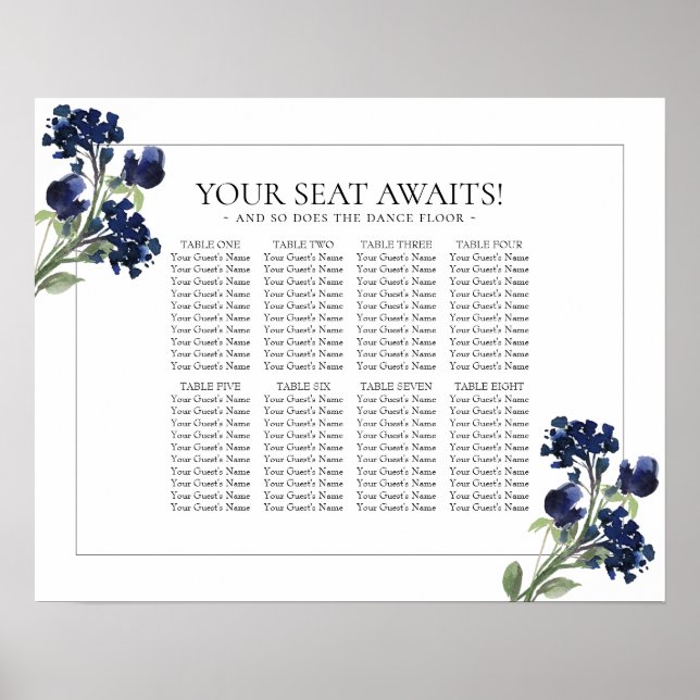 Poster Fleur sauvage | Navy Blue Bohemian Flower Seat (Devant)