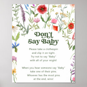 Poster Fleur sauvage ne pas dire Baby Game Sign