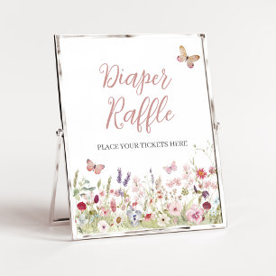 Poster Fleur sauvage Papillon Baby shower Diaper Raffle