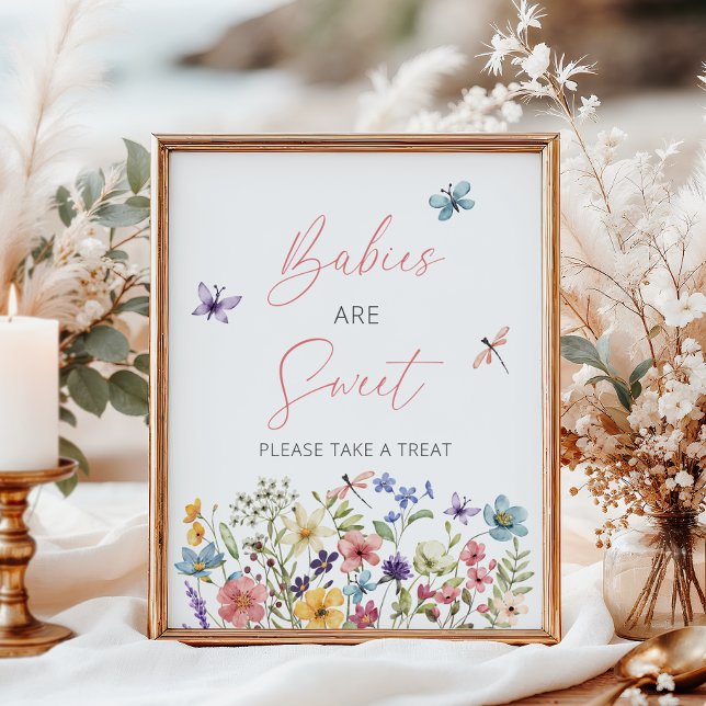 Poster Fleur sauvage Papillon Baby shower Les bébés sont  (Créateur téléchargé)