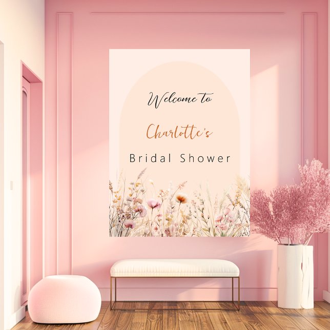 Poster Fleur sauvage peach arch nuptiale douche bienvenue (Créateur téléchargé)